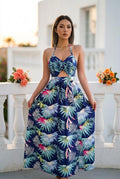 Oh Molly - Zanum | Bedrukte Cut-out Maxi-jurk