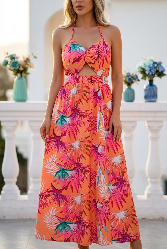 Oh Molly - Zanum | Bedrukte Cut-out Maxi-jurk