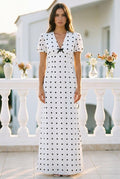 Oh Molly - Nosil | Gestipte Kortarmige Maxi-jurk