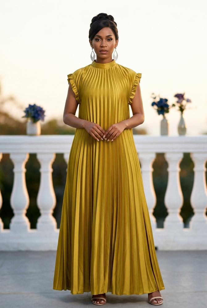 Oh Molly - Sesin | Geplisseerde Mouwloze Maxi-jurk
