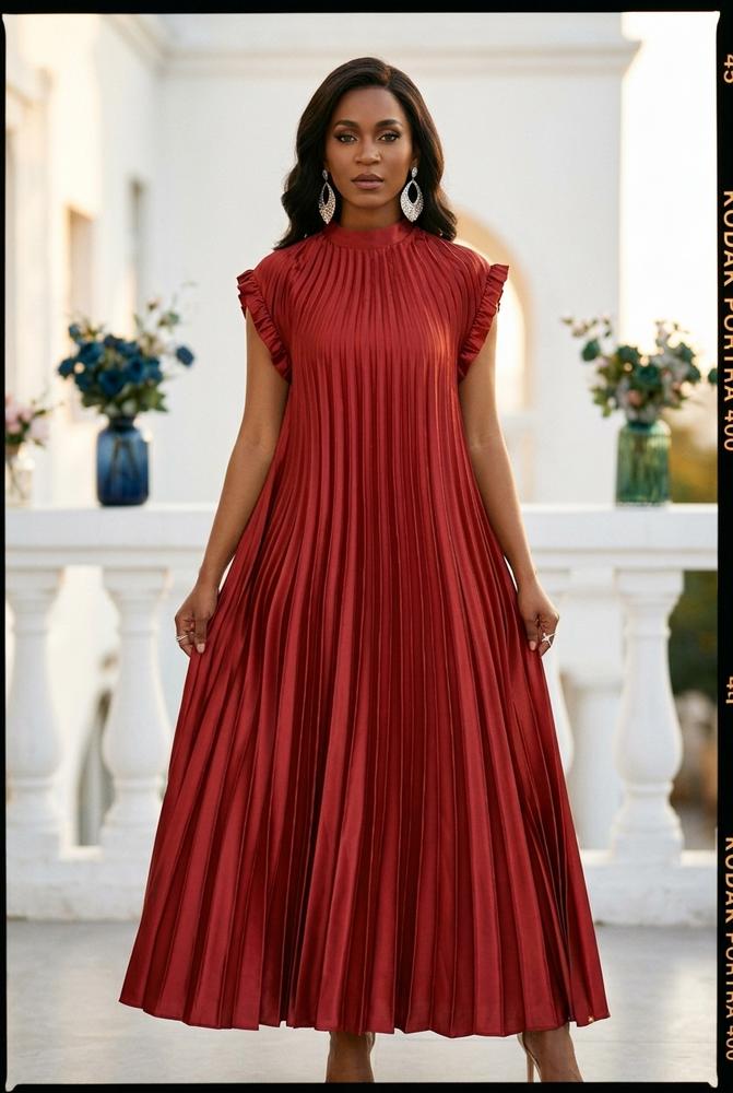 Oh Molly - Sesin | Geplisseerde Mouwloze Maxi-jurk