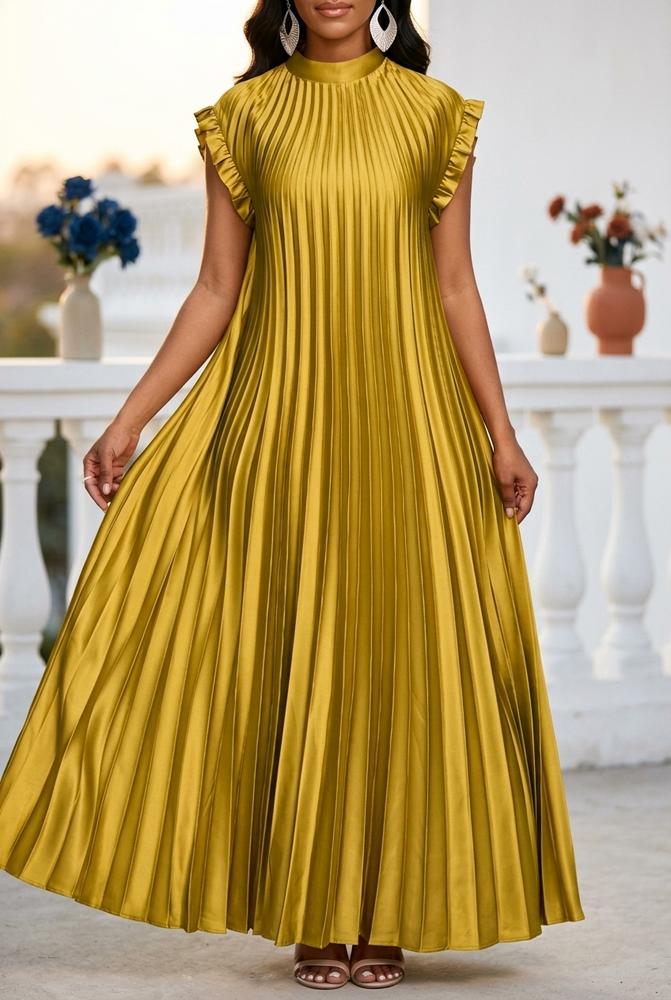 Oh Molly - Sesin | Geplisseerde Mouwloze Maxi-jurk