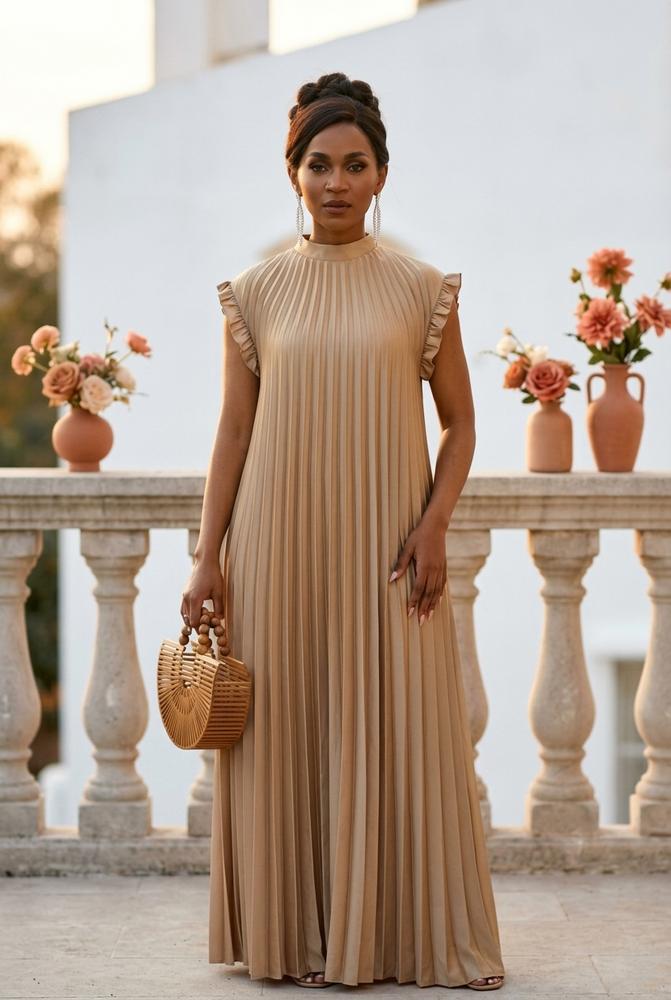 Oh Molly - Sesin | Geplisseerde Mouwloze Maxi-jurk