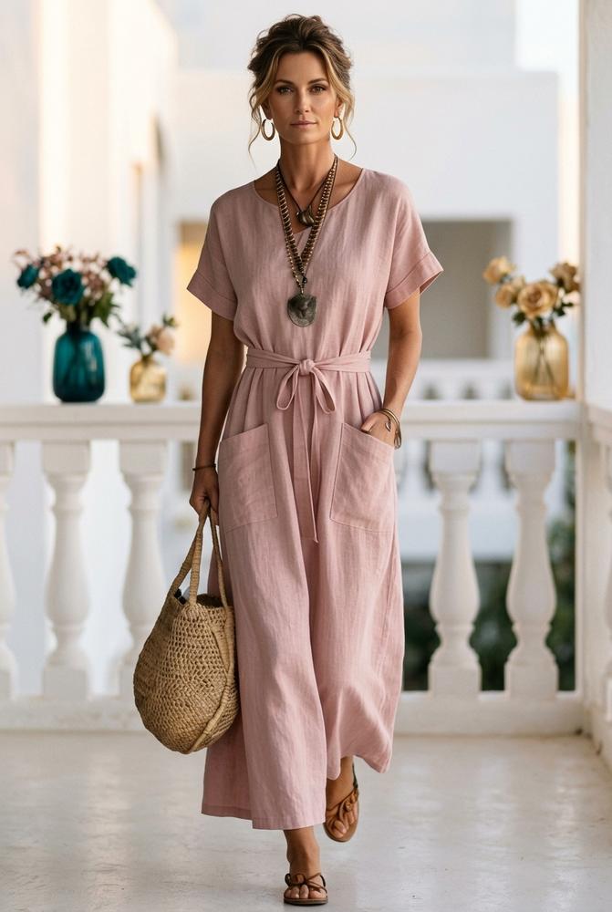 Oh Molly - Lalen | Getailleerde Kortarmige Maxi-jurk
