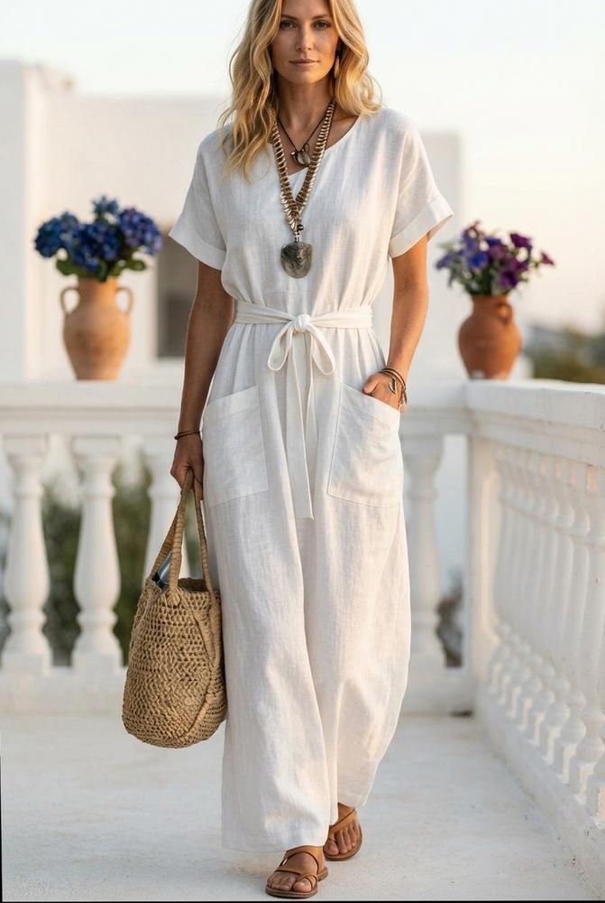 Oh Molly - Lalen | Getailleerde Kortarmige Maxi-jurk