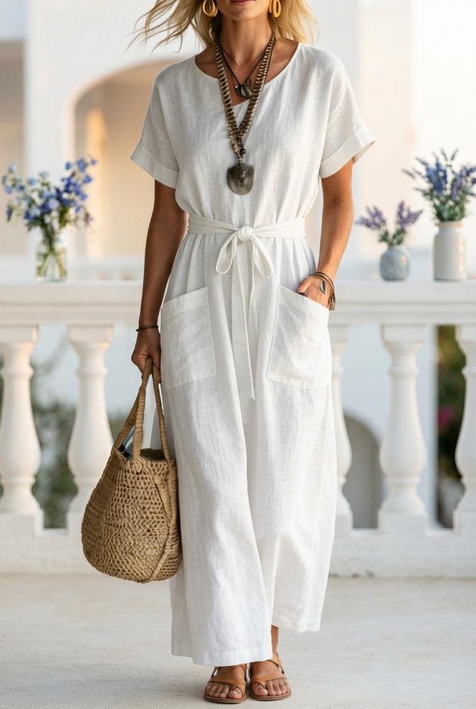Oh Molly - Lalen | Getailleerde Kortarmige Maxi-jurk