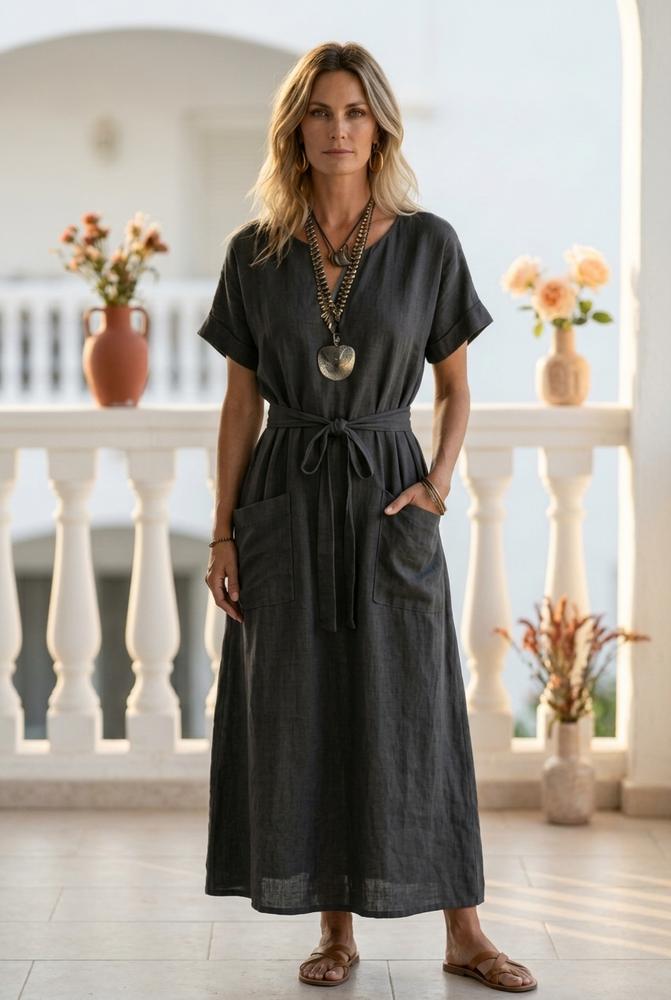 Oh Molly - Lalen | Getailleerde Kortarmige Maxi-jurk